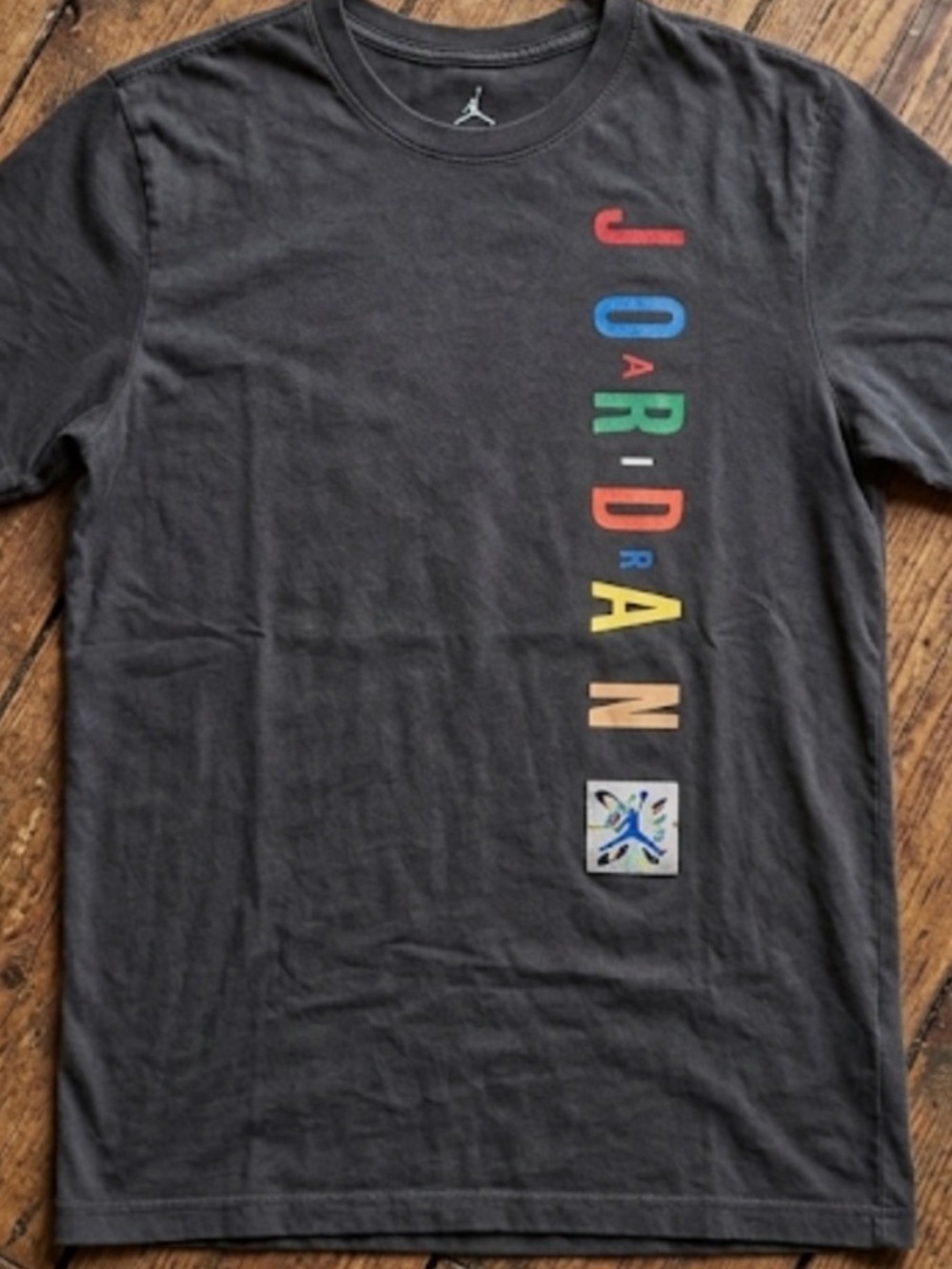 Jordan Black Tee with Colorful Lettering